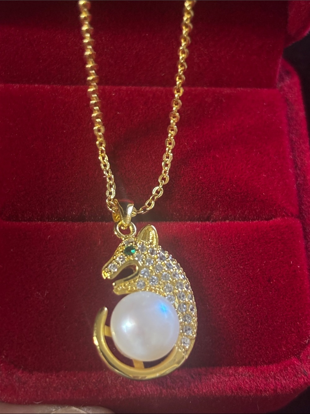 20” 925 Fox Pendant Necklace with Pearl Accent Necklace